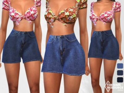 Trendy Oversize Blue Denim Shorts By Saliwa Sims 4 CC