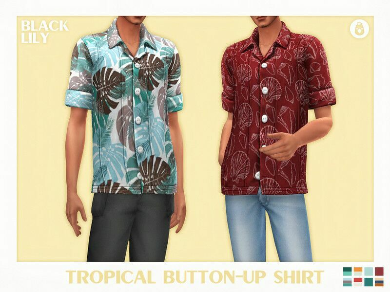 Tropical Button-Up Shirt Sims 4 CC