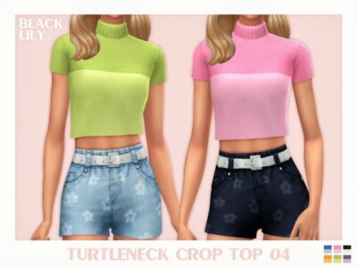 Turtleneck Crop TOP 04 Sims 4 CC