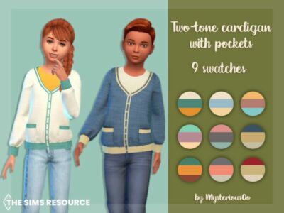 Two-Tone Cardigan With Pockets By Mysteriousoo Sims 4 CC