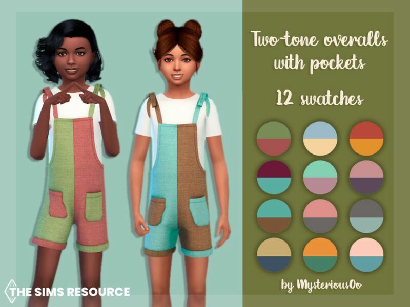 Two-Tone Overalls With Pockets By Mysteriousoo Sims 4 CC