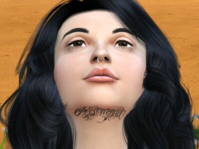 Under Chin Lettering Tattoo By Aewendis Sims 4 CC