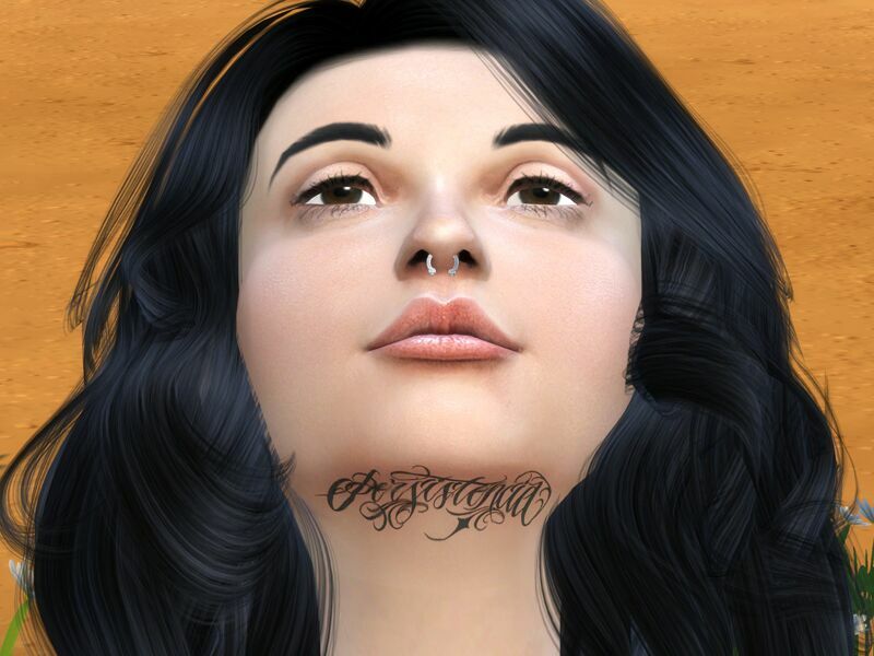 sims 4 cc under chin lettering tattoo by aewendis 2