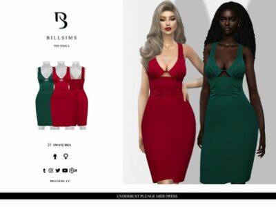 Underbust Plunge Midi Dress / Everyday Sims 4 CC