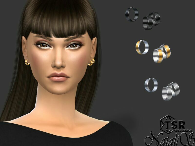 sims 4 cc unisex satin center hoop earrings by natalis 2