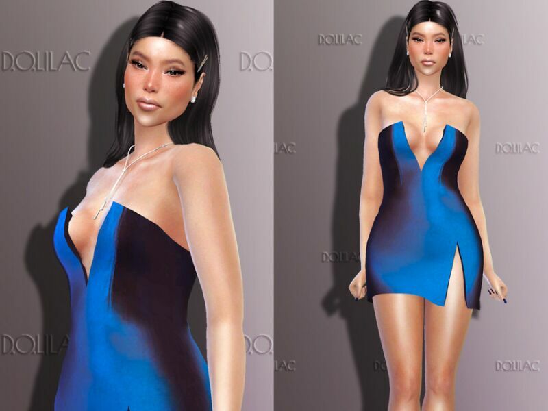 V CUT Mini Dress DO279 Sims 4 CC