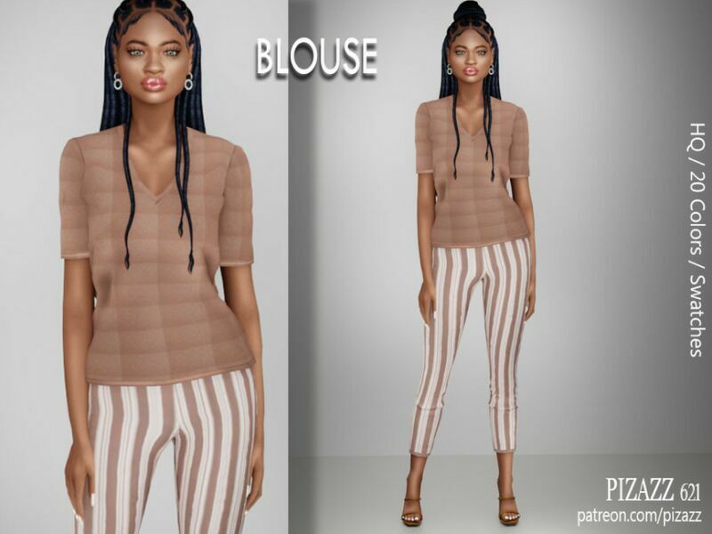 V Neck Blouse By Pizazz Sims 4 CC