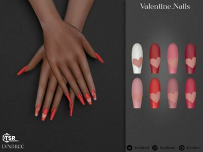 Valentine Nails Sims 4 CC