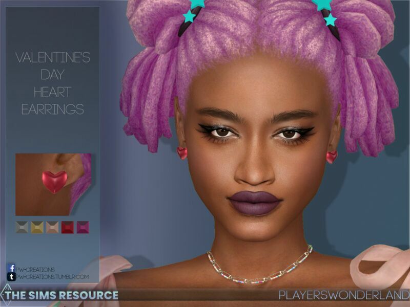 Valentine’S DAY Heart Earrings By Playerswonderland Sims 4 CC