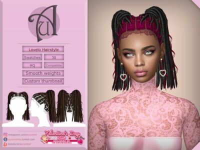 Valentines DAY – Lovelo Locs Pigtails Sims 4 CC