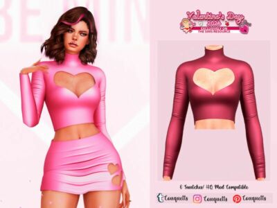 Valentines DAY Pajamas SET N1 TOP Sims 4 CC