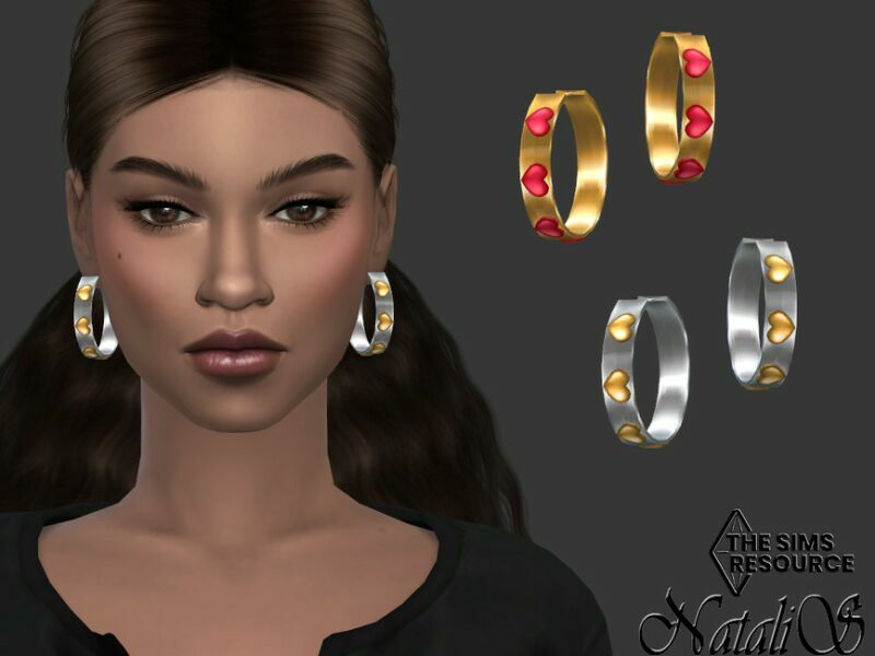 Valentines Hoop Earrings By Natalis Sims 4 CC