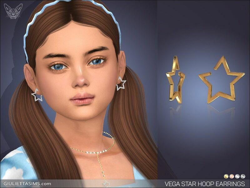 Vega Star Hoop Earrings For Kids By Giulietta Sims 4 CC