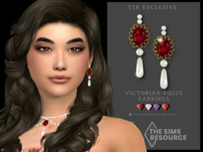 Victorian-Eqsue Earrings By Glitterberryfly Sims 4 CC