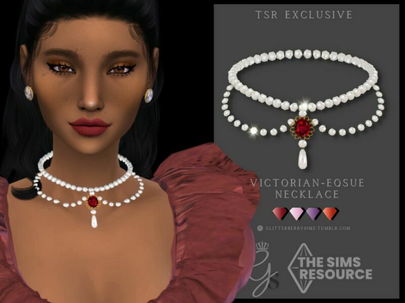 Victorian-Eqsue Necklace By Glitterberryfly Sims 4 CC