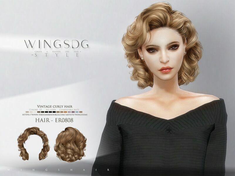 Vintage Curly Hair ER0808 By Wingssims Sims 4 CC