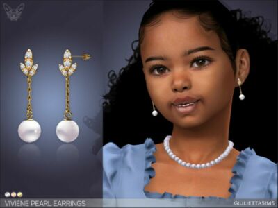 Viviene Pearl Earrings For Kids By Feyona Sims 4 CC