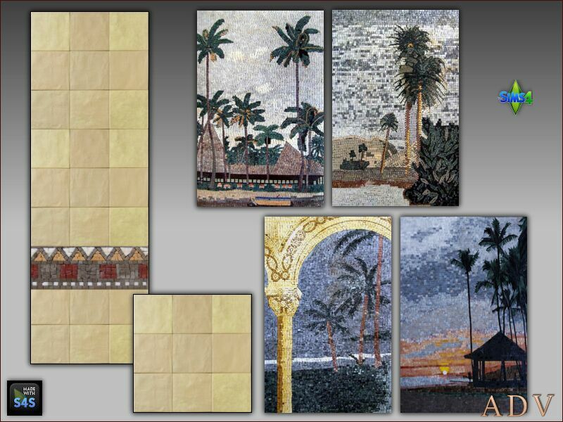 sims 4 cc walls and floors with paintings 6