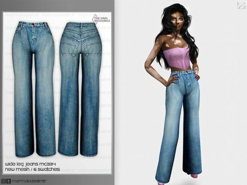 Wide LEG Jean MC334 By Mermaladesimtr Sims 4 CC