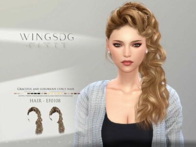 Wings-Ef0108-Graceful And Luxurious Curly Hair Sims 4 CC