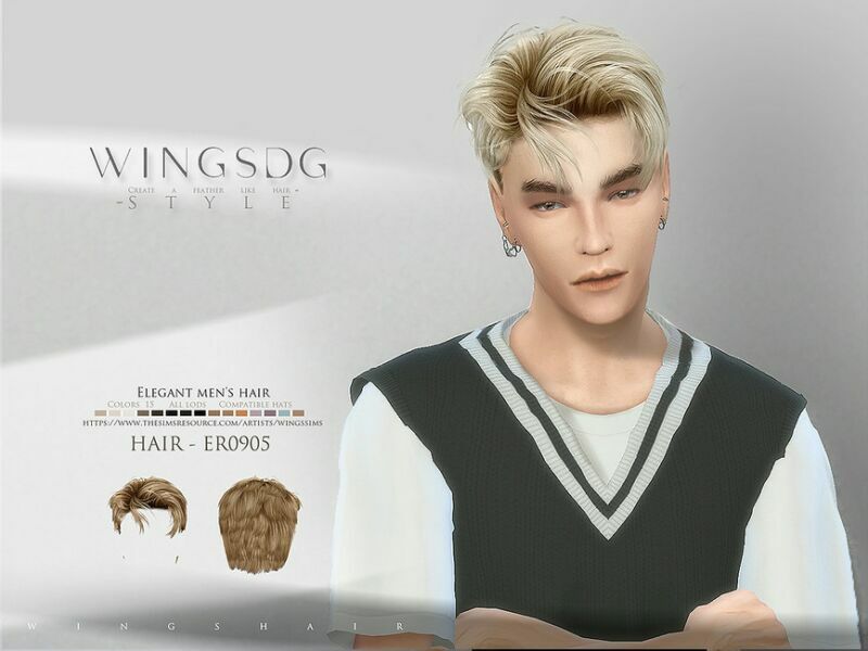 Wings-Er0905-Elegant Men’S Hair By Wingssims Sims 4 CC