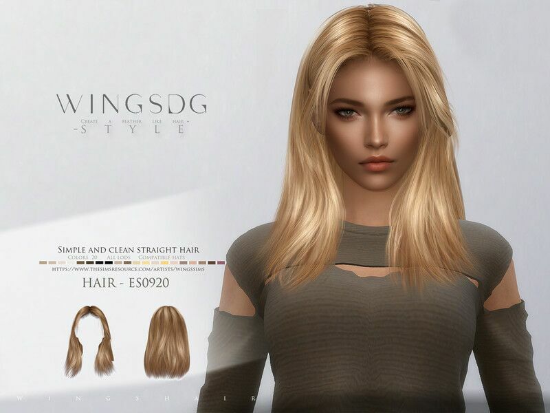 Wings-Es0920-Simple And Clean Straight Hair By Wingssims Sims 4 CC