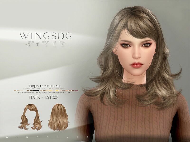 Wings-Es1208-Exquisite Curly Hair By Wingssims Sims 4 CC