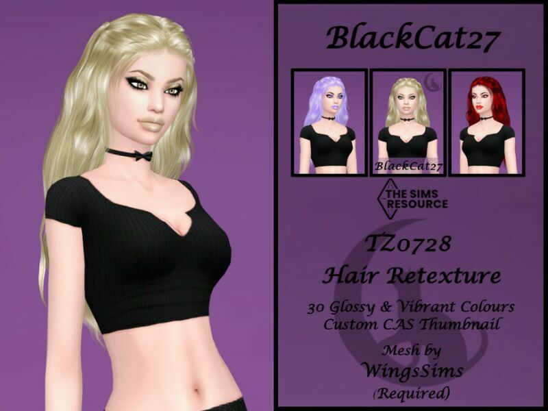 Wings TZ0728 Hair Retexture (Mesh Needed) By Blackcat27 Sims 4 CC