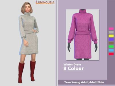 Winter Dress By Luminousls Sims 4 CC