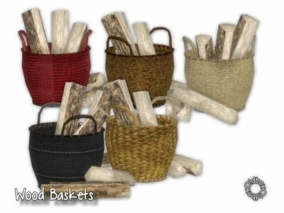 Wood Basket By Oldbox Sims 4 CC