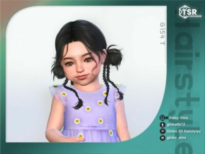 Y2K Hairstyle With Buns And Braids For Toddlers – G154 Sims 4 CC