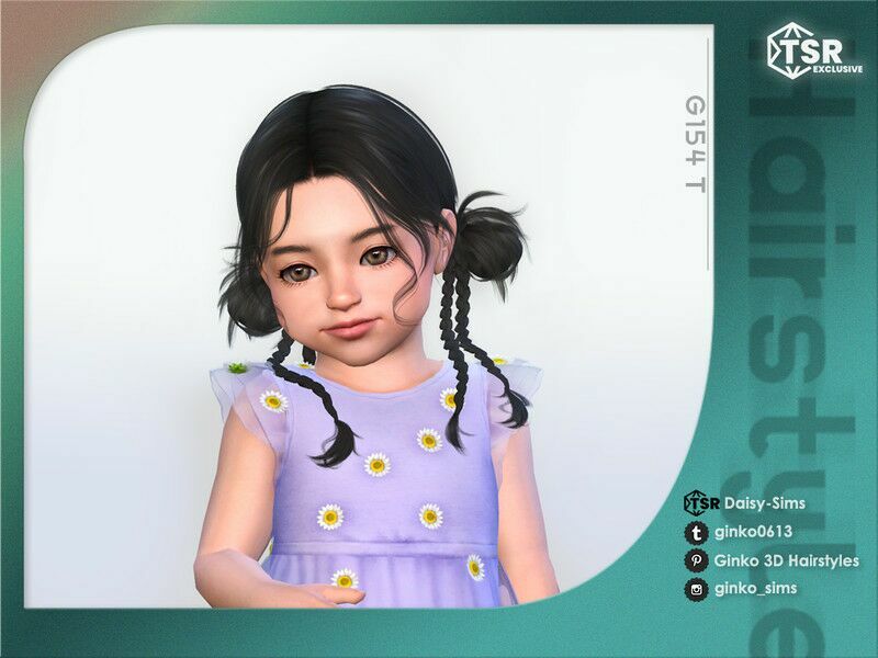 Y2K Hairstyle With Buns And Braids For Toddlers – G154 Sims 4 CC