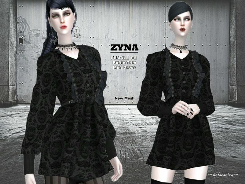 Zyna – Gothic Dress By Helsoseira Sims 4 CC