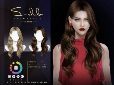 2022LL09 Curly Long Hairstyle (Krystal) By S-Club By S-Club Sims 4 CC