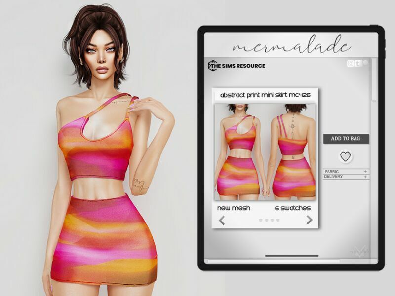 Abstract Print Mini Skirt MC427 By Mermaladesimtr Sims 4 CC