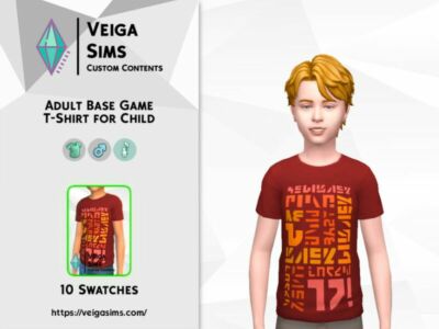 Adult Base Game T-Shirt For Child Sims 4 CC