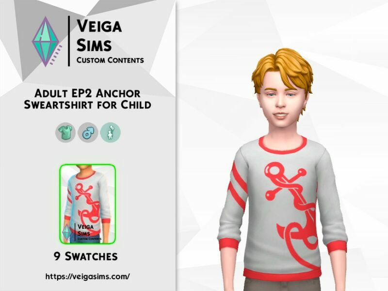 Adult EP2 Anchor Sweatshirt For Child Sims 4 CC