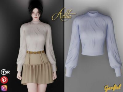 ‘Aelita – Blouse With Folds / Everyday’ Sims 4 CC