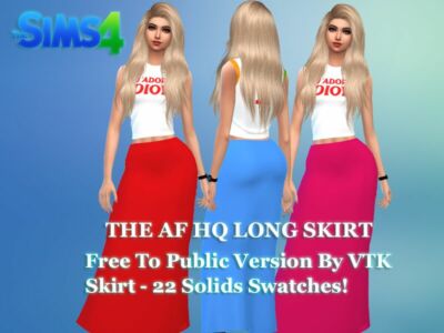 AF HQ Long Skirt Free Version Download By VTK Sims 4 CC