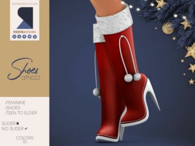 AF Shoes N023 | NO Slider Christmas Bots By Redheadsims Sims 4 CC