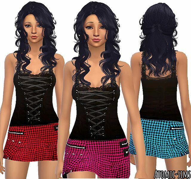 ATC Black Lacey Bodice With Pink Skirt Conversion By Atomic-Sims Sims 4 CC