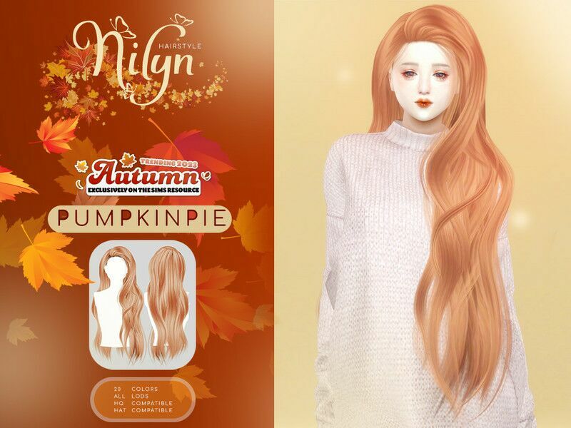 Autumn 2023 Trending Pumpkinpie Hair By Nilyn Sims 4 CC