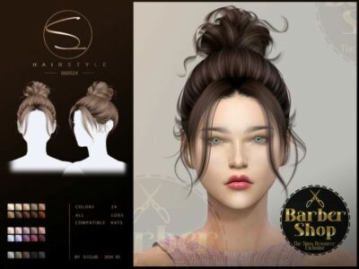 (Barber Shop)Cute Updo Hairstyle 060524 By S-Club Sims 4 CC