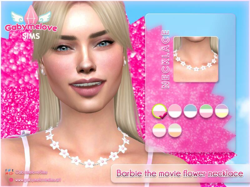 sims 4 cc barbie the movie pink gingham dress outfit set 3