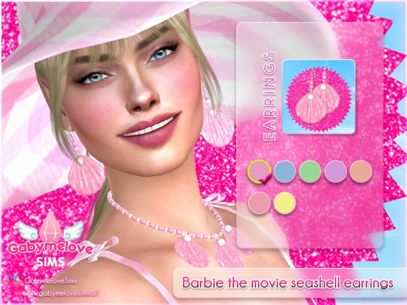 Barbie The Movie Seashell Earrings Sims 4 CC