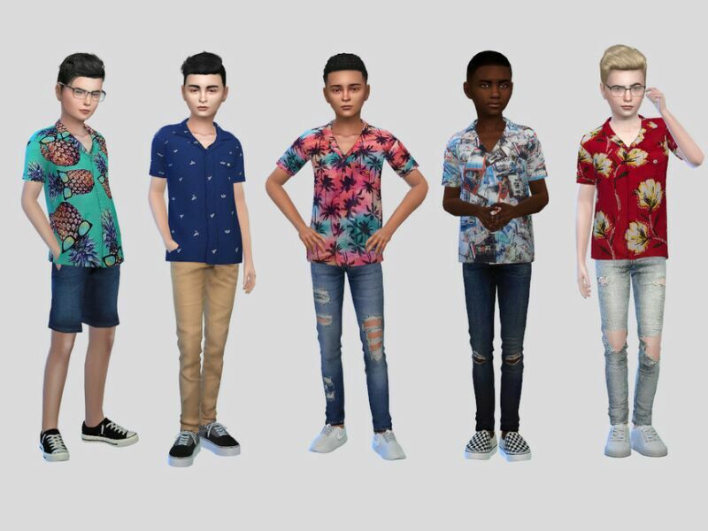 Beach Patterned Shirt Boys By Mclaynesims Sims 4 CC