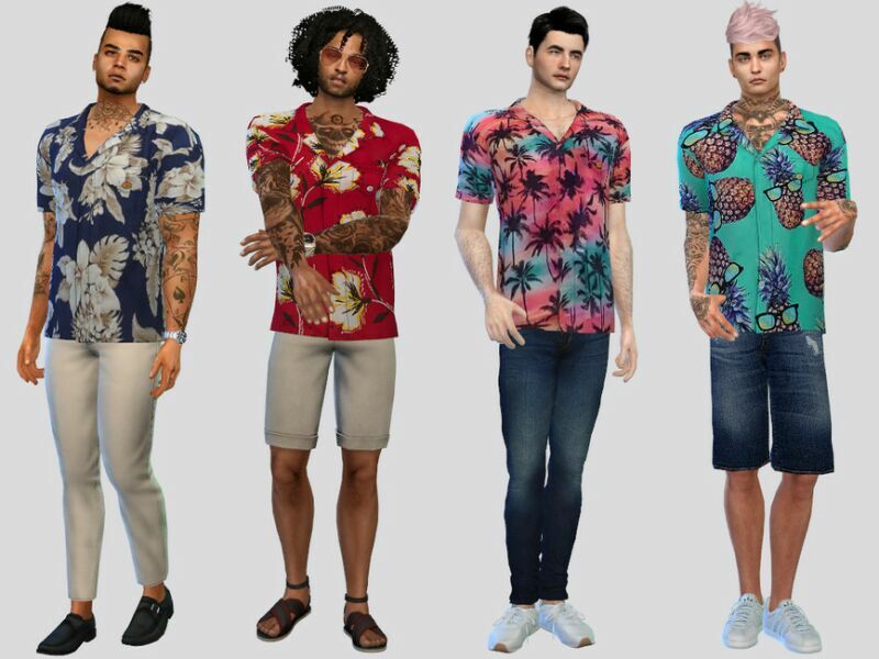 Beach Patterned Shirts By Mclaynesims Sims 4 CC