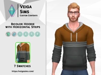 Bicolor Hoodie With Horizontal Strips Sims 4 CC