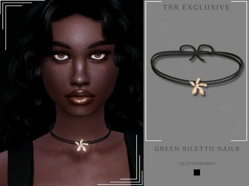 Black Velvet Gold Flower Choker By Glitterberryfly Sims 4 CC