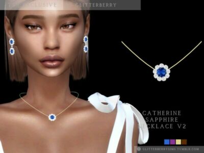 Catherine Sapphire Necklace V2 By Glitterberryfly Sims 4 CC